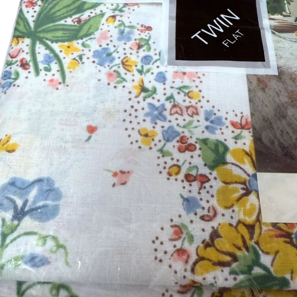 Lady Pepperell Sheet Twin Flat Stephanie Cottage Floral Cotton Blend New Vintage